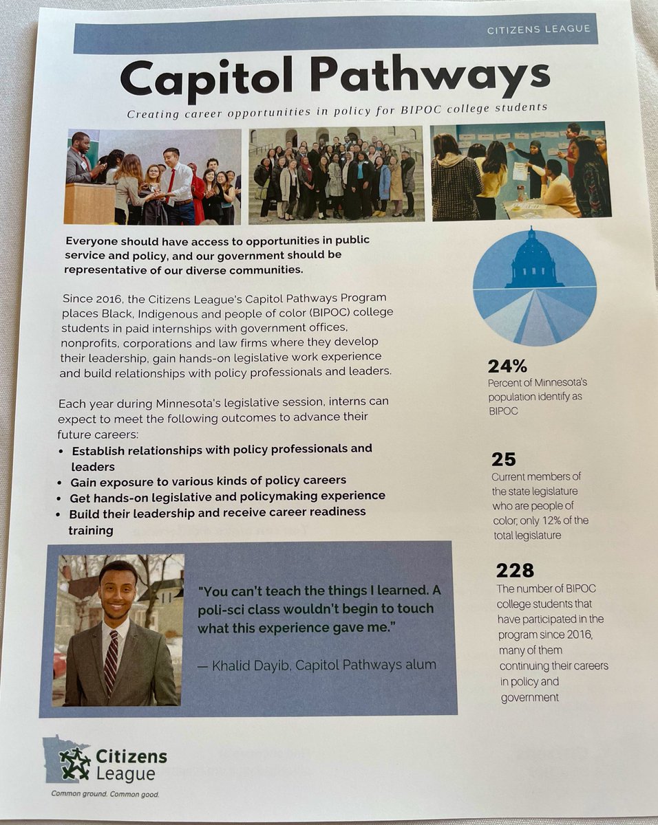 jakeloesch's tweet photo. Celebrating 7 years of the @CitizensLeague Capitol Pathways program! 🎉 

Since 2016, more than 200 BIPOC college students have had opportunities for paid internships at the #mnleg through Capitol Pathways - the only program of its kind in MN. 

https://t.co/I4iVo3X8Dk https://t.co/cmeel69Y3f