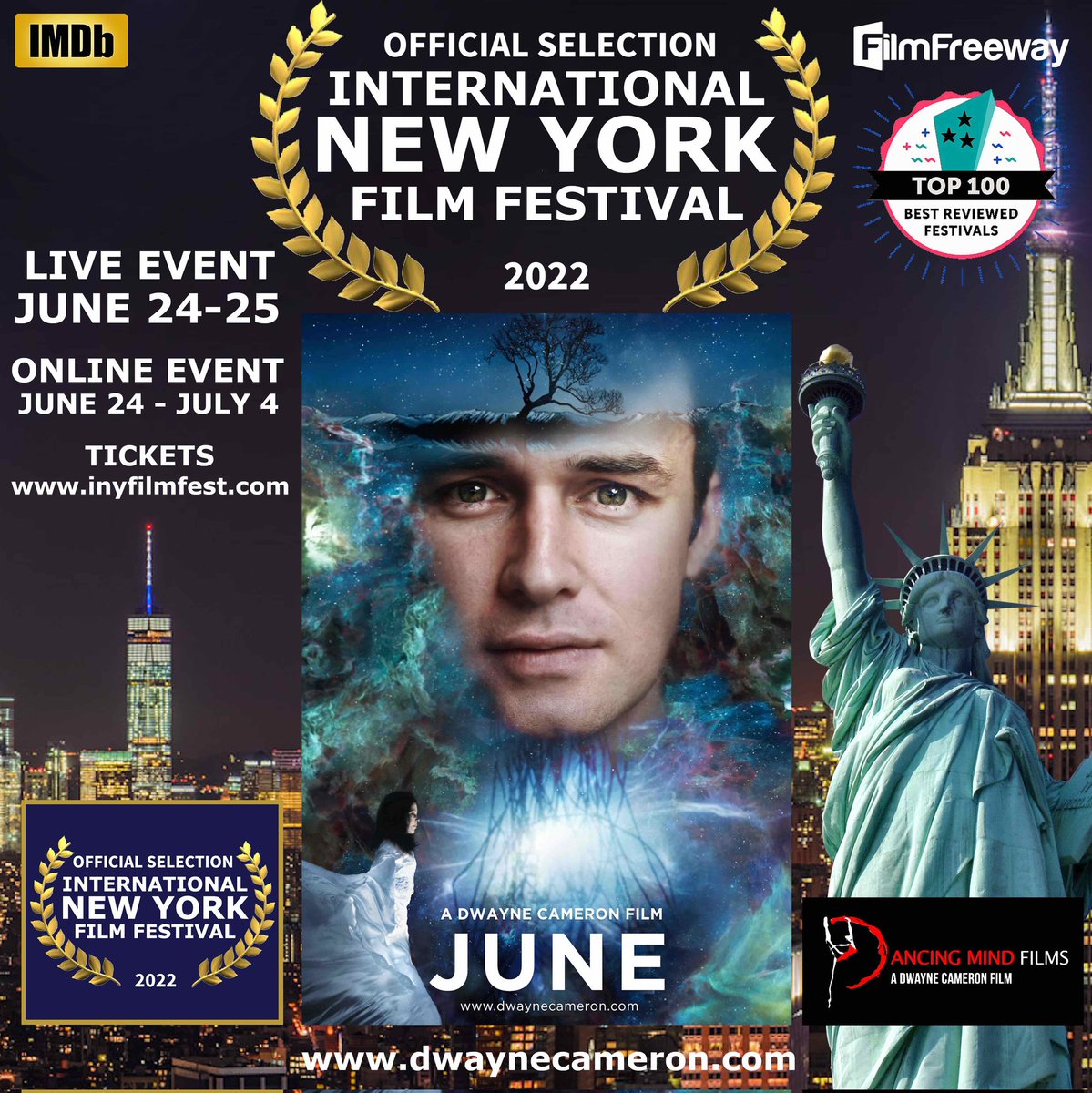 DwayneCameron01's tweet photo. NEW YORK FRIENDS! Buy tickets here
https://t.co/Qv1NsmGPrB to watch JUNE at the INYFF live festival this Friday 24 & Sat 25 & online from June 24 to July 4
@INYFilmFest is voted by Filmfreeway as one of the TOP 100 FILM FESTIVALS IN THE WORLD💯🌍
#juneshortfilm #nzfilm #inyff https://t.co/bSy67UlCfF