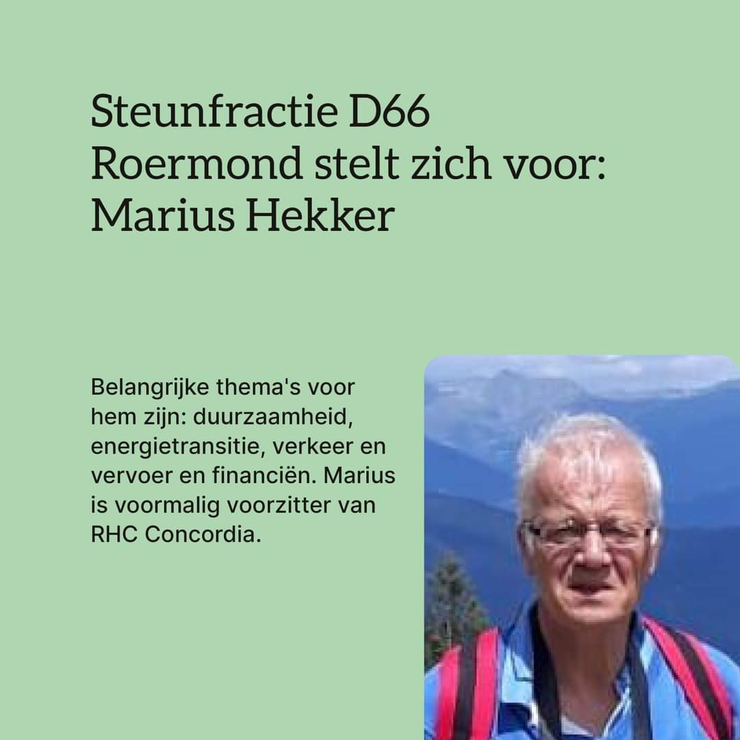 De steunfractie van D66 Roermond  is dit jaar weer verder gegroeid. Nieuwkomer Marius Hekker stelt zich voor. m.facebook.com/story.php?stor…
#duurzaamheid #energietransitie #verkeer #financiën
