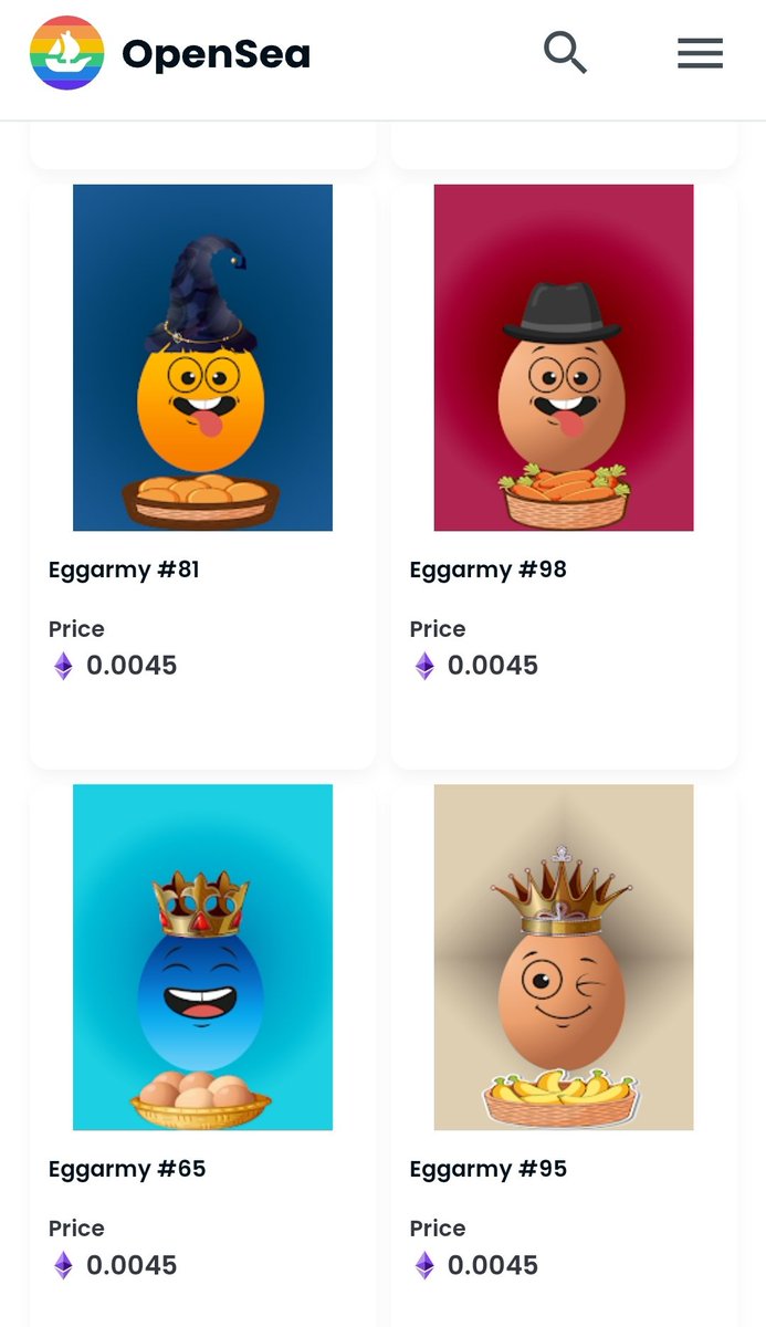 yesanythings's tweet image. ❤️Like it, Buy It #eggarmy #NFTs❤️🙏
🔥Price Just 0.0045 ETH

opensea.io/collection/egg…

@_eanft #eggarmy
#nft #nftart #art #nfts #crypto #nftartist #digitalart #nftcollector #cryptoart #ethereum  #opensea #artist #eth #metaverse #NFTCommunity #nftart #NFTdrops