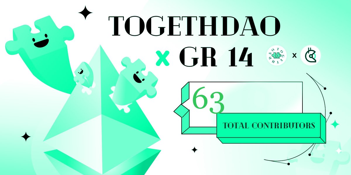 TogethDAO's tweet photo. About an end but a new beginning for #DAO 🌈
63 contributors are officially TogETH-ERS 🧡 #gr14 @gitcoin

✅Next milestone
✅1st 100 official #DAO member funded
✅chance for #Airdrop 
🔔Follow @TogethDAO to witness our milestone

🔗https://t.co/9GuXyTnwuB https://t.co/dcFjqHvDEL