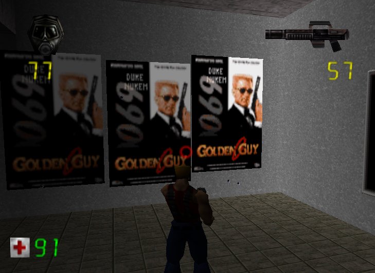 DukeAtomicTimes's tweet photo. Also spotted in the New York City levels from Duke Nukem: Zero Hour are these posters parodying GoldenEye 007. https://t.co/oKpoD1nWKK