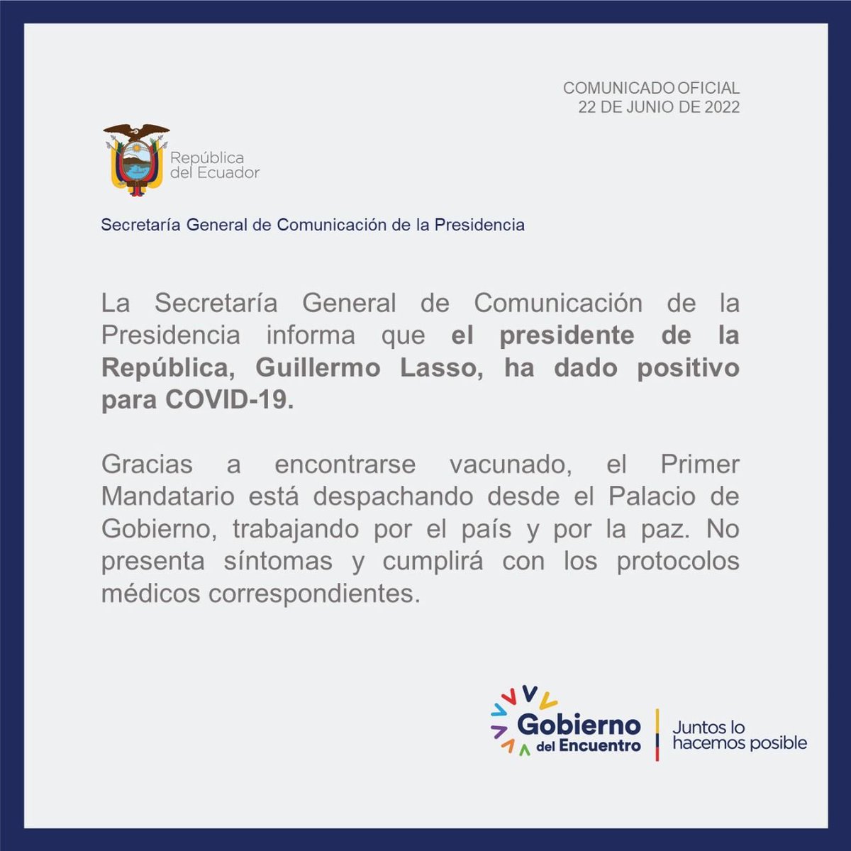 CarlosVerareal's tweet photo. Cuídese Sr. Presidente! Dios lo guarde e ilumine. https://t.co/RiVkCMGcyb