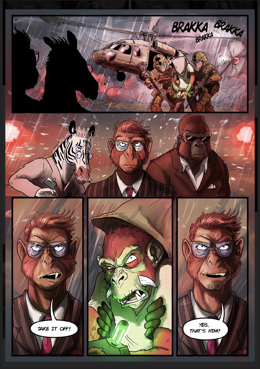 ⚡️#ZombieApes Comic Reveal ⚡️

Here is another 1:1 Page 2 of Zombie Apes On-Chain Comic 🤯

#ZAPE Comic will be buyable with $WORMS + goes live July 4th!

To celebrate, we’re giving away a 1:1 NFT of each page!

To win:

Retweet, follow @ZombieApesNFT + tell us what happens next!