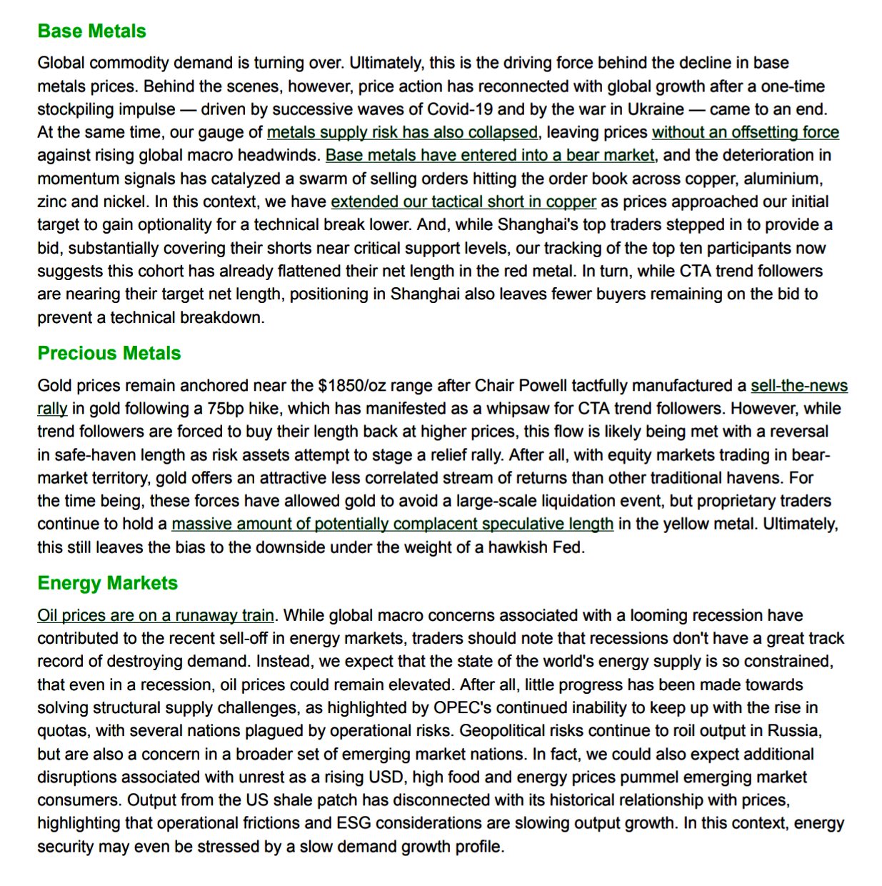 JEUS on Twitter "🗣CTA positioning in Metals & Energy via TD https//t