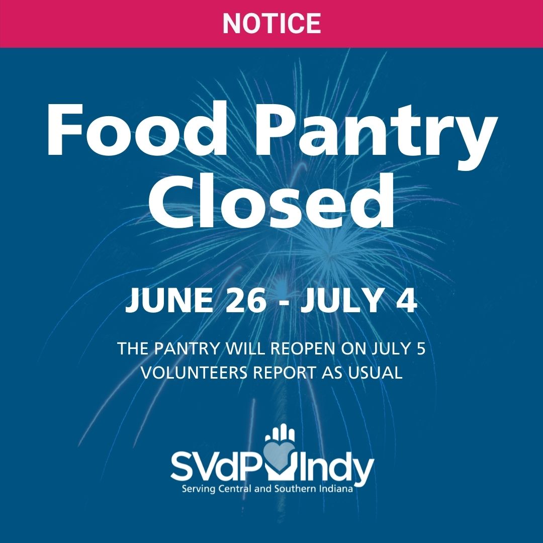 SVdPIndy's tweet image. **NOTICE**
SVdP Indy Food Pantry will be closed 6/26/22 - 7/4/22 If you&apos;re in need of assistance, visit: indyhunger.org/compass/

#communitycompass #svdpindy