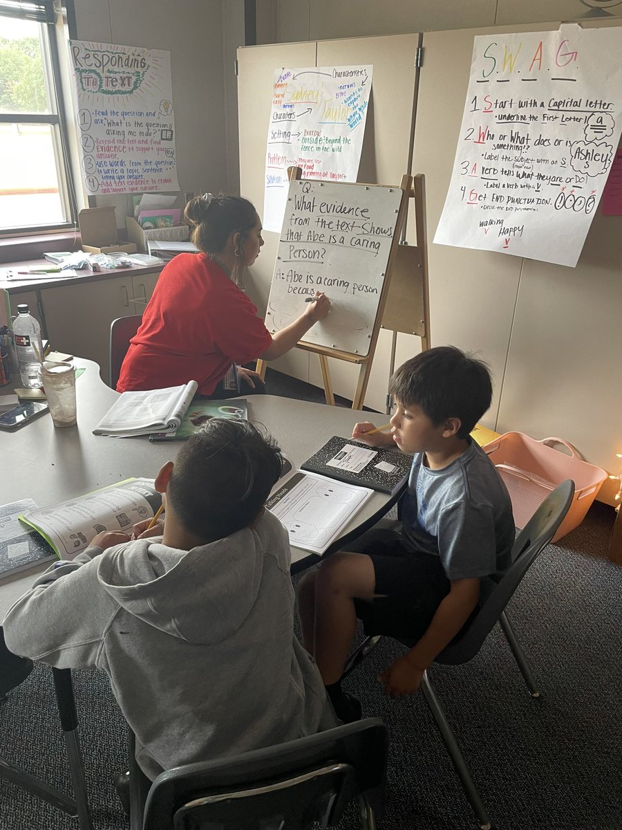 avalclark's tweet photo. Text evidence, sentence stems, oh my. Ms. Anvari is definitely making those connections with her students. #CampTriumph #summerlearning #firedupforlearning @MindyHidalgo @CFISD_ELAR2_5 https://t.co/T0nUYhnDCg