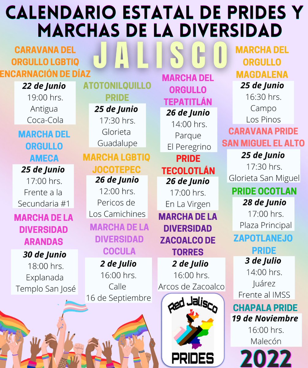 PridesRed's tweet photo. 🏳️‍🌈 La visibilidad y la lucha por el reconocimiento de nuestros derechos avanza en Jalisco. 🏳️‍🌈 Ya somos 30 MARCHAS 🏳️‍🌈
#JaliscoVisible
#PorUnJaliscoLibreYdiverso https://t.co/xb6OYEmJhe