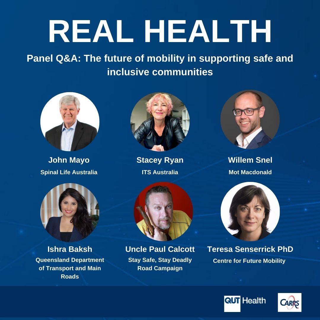 QUT's tweet photo. Join us online on 13 July 2022 as our next Real Health lecture panel unpack the future of mobility in supporting safe and inclusive communities: https://t.co/uom0FFrHkN
@CARRS_Q @StaceyRyanITS #QUTHealth #futuremobility #RealHealth https://t.co/S6EMoeKSLG