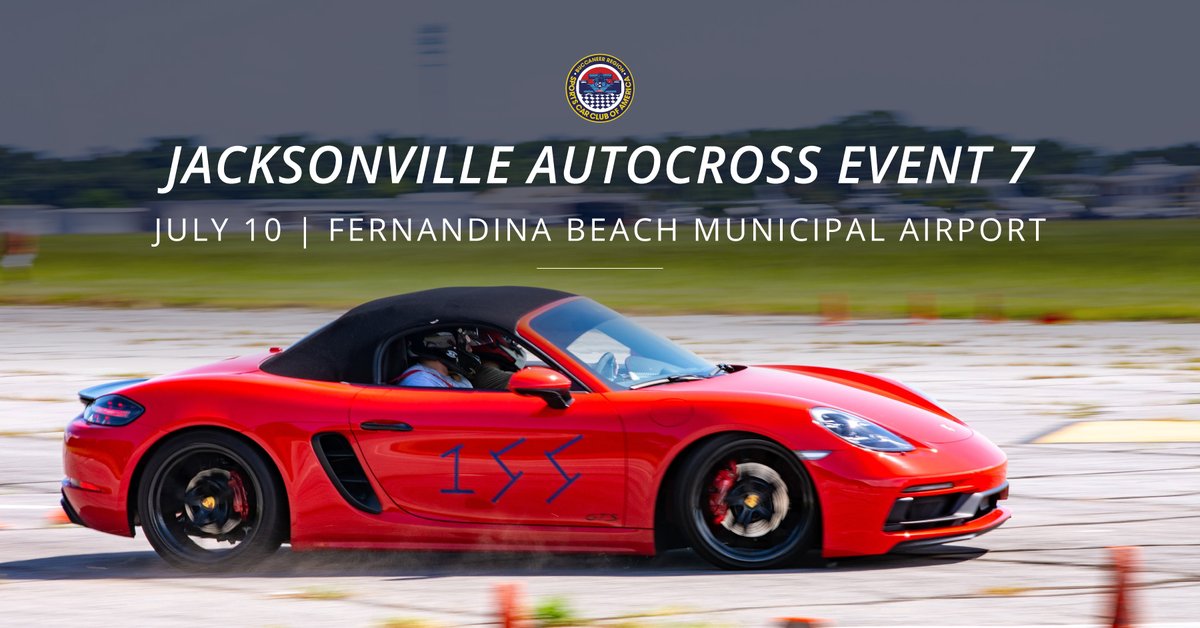 Registration for Jacksonville Autocross/Solo Event 7 being held on July 10 at Fernandina Airport is now open msreg.com/JaxSolo2022E7  🏴‍☠️🏁
- - - -
📷Roy Sprague
#autocross #jaxsolo #solo #scca #buccaneerregionscca #cones