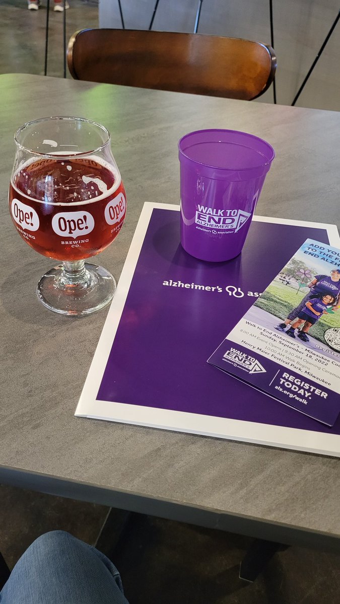 Representing Team Sontag Lab at the kickoff event for the MKE Walk to End Alzheimer's <a href="/OpeBrewingCo/">Ope! Brewing Co.</a> It was great to meet other people in the field helping patients in our community and bringing awareness to what our lab does <a href="/alzassociation/">Alzheimer's Association</a>