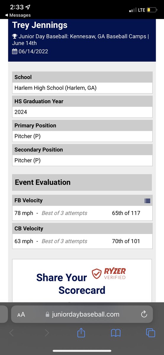 TreyJen49422277's tweet photo. A little feed back from the @KSUOwlNation camp a couple days. Really working hard over the next few months to get my velo up @NextLVLProspect @PBR_Uncommitted @PG_Uncommitted @Michaelholder11 @MSUBaseball https://t.co/8oJ7yfzTmm