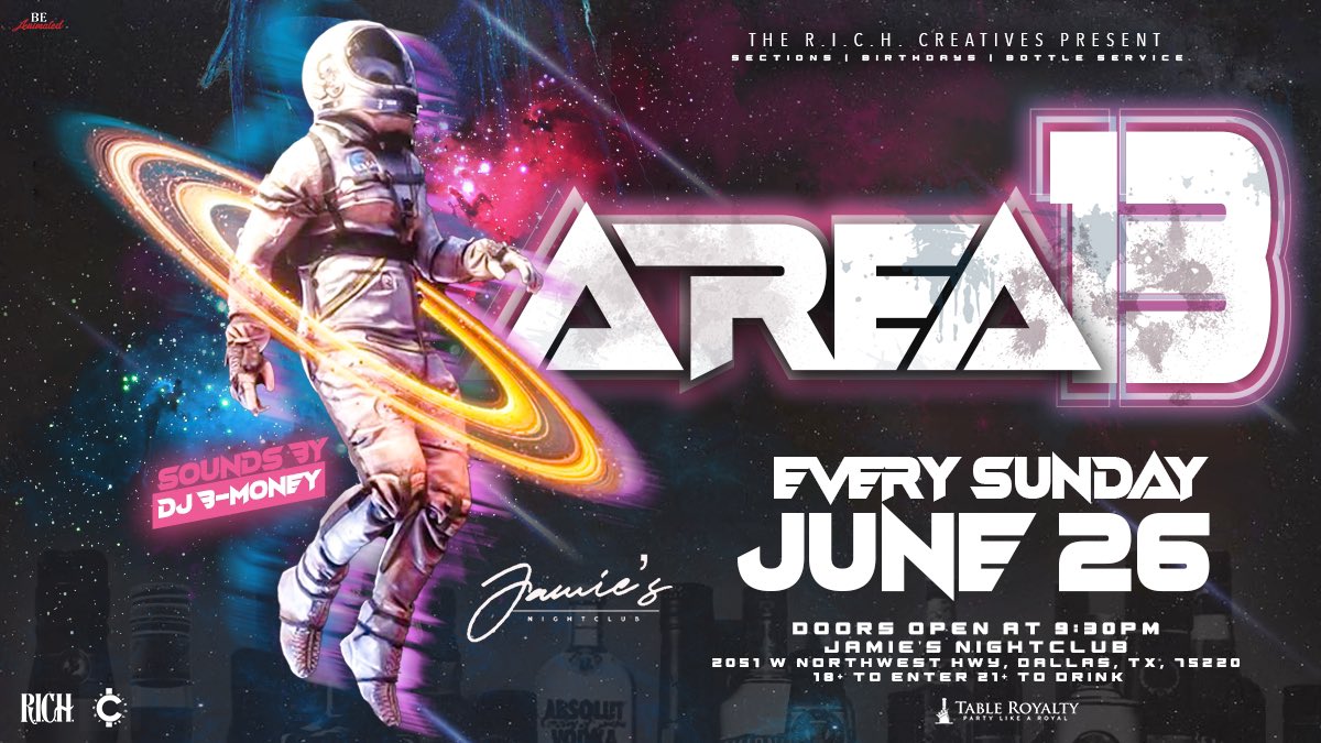djbmoney_'s tweet photo. ๐จLET ME INTRODUCE: AREA 13 โจ๐ธ๐จ
The livest weekly club scene for 18+ and 21+
Hookah, Bottle Girls,and the LIVEST DJs Texas has to Offer!
This is something you DO NOT want to miss!
Coupon Codes for Discounted entry dropping soon
#area13 #dfw #dfwnightlife #dallas https://t.co/iEiH6Mwq3X