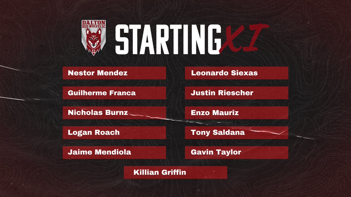 DaltonRedWolves's tweet photo. Starting XI looking to bring three points back to Dalton 🫡

#DaleDalton 🐺 https://t.co/cRTfax35e7