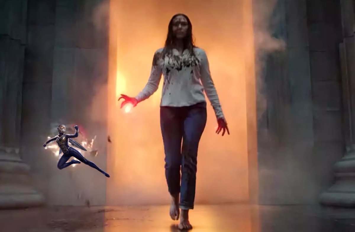 AntManNews's tweet photo. (A version of) The Wasp was in the Illuminati in a draft of #MultiverseOfMadness according to writer Michael Waldron!

“the Wasp shrunk down and flew at Wanda, and [Wanda] just clapped her hands and just smushed the Wasp in the first draft.”

[Via: audio commentary] https://t.co/xK7PSERs7e