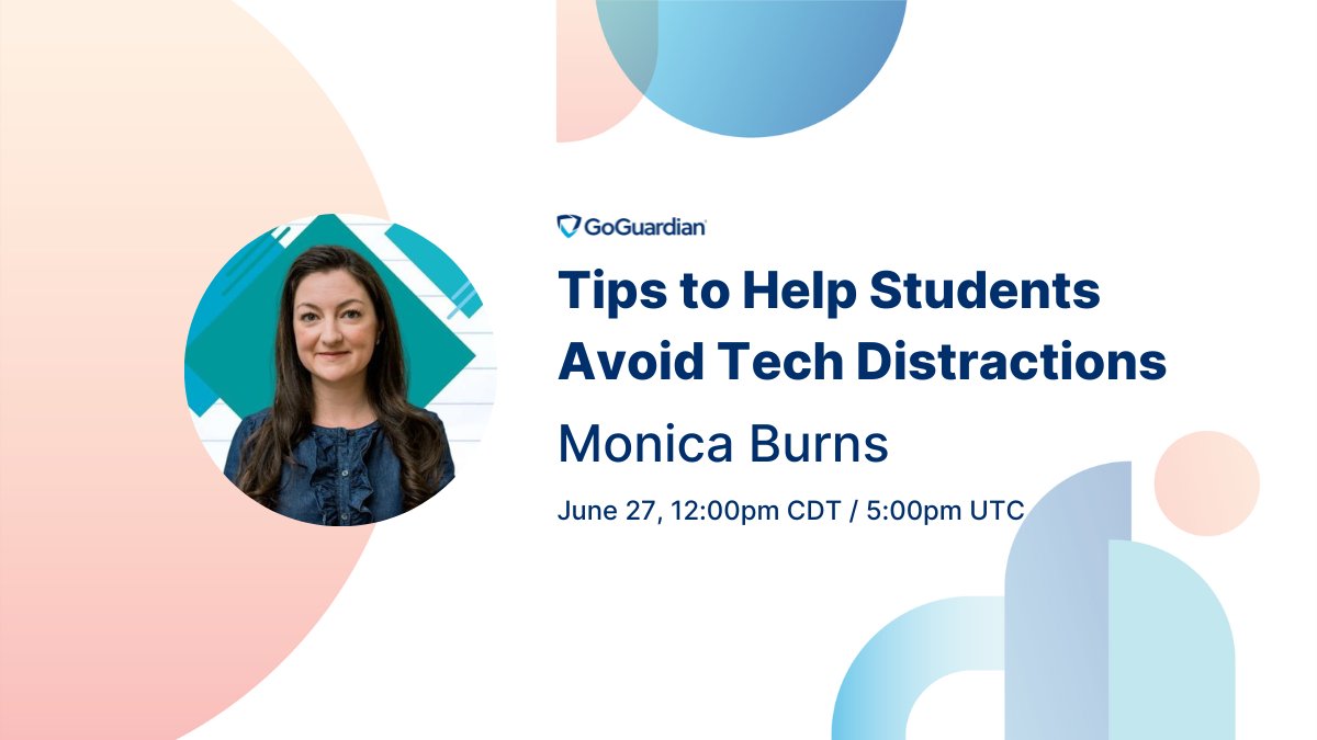 GoGuardian (@goguardian) on Twitter photo π Monday, June 27th
β° 12pm CDT
π#ISTELive booth # 716
Join us as we sit down with <a href="/ClassTechTips/">Monica Burns, Ed.D #EdTech #ISTELive #ASCDAnnual</a> to discuss how digital tools can support focus and help avoid distractions for students in any learning environment. π Monday, June 27th
β° 12pm CDT
π#ISTELive booth # 716
Join us as we sit down with <a href="/ClassTechTips/">Monica Burns, Ed.D #EdTech #ISTELive #ASCDAnnual</a> to discuss how digital tools can support focus and help avoid distractions for students in any learning environment.