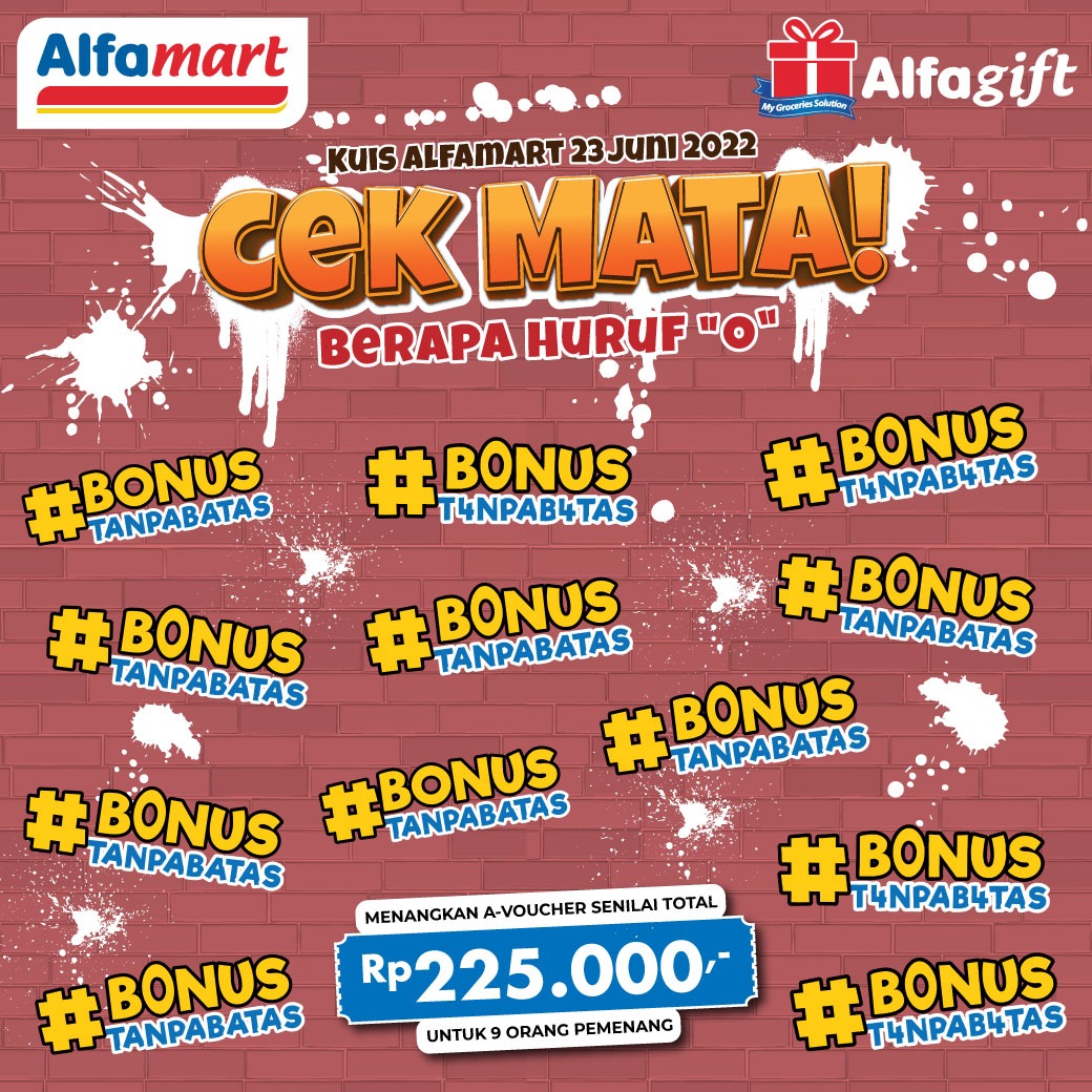 alfamart's tweet photo. HEPI KAAAN? 😍
Sebelum nikmati banyak suguhan promo menarik hari ini, sudah saatnya juga ikutan lagi #KuisAlfamart terbaru.

Coba diperhatikan dengan seksama, ada berapa ya HURUF O pada gambar berikut ini?

Hati - hati, jangan sampai salah hitung ya!😋😉 https://t.co/kqvfZxWHDV