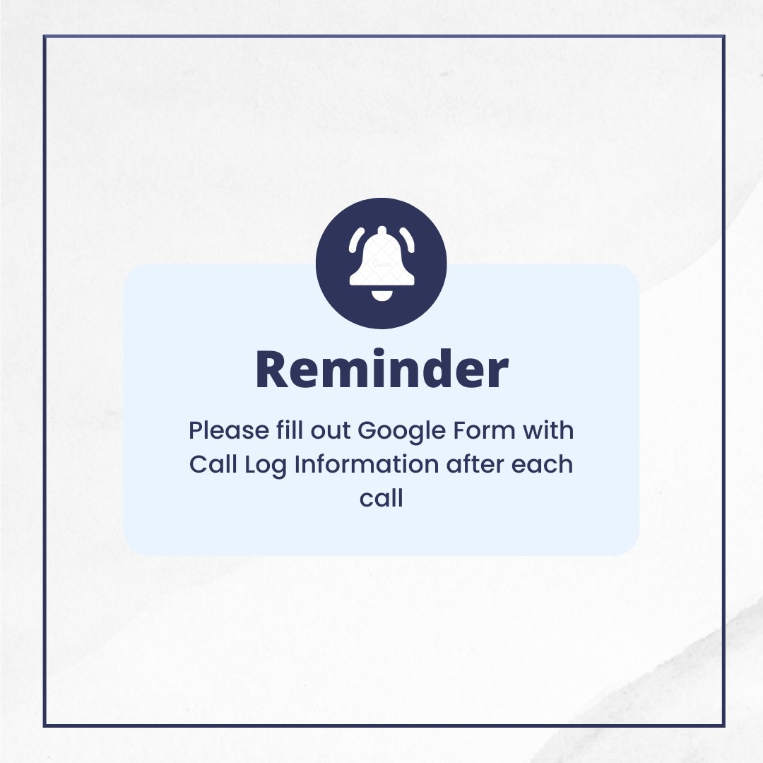 VU_ReachOut's tweet photo. Just a reminder to fill out your ReachOut Call Logs after each call with your older adult parter!

Link to google form: https://t.co/r6QbMNPZPX https://t.co/pCeLTdBp1D