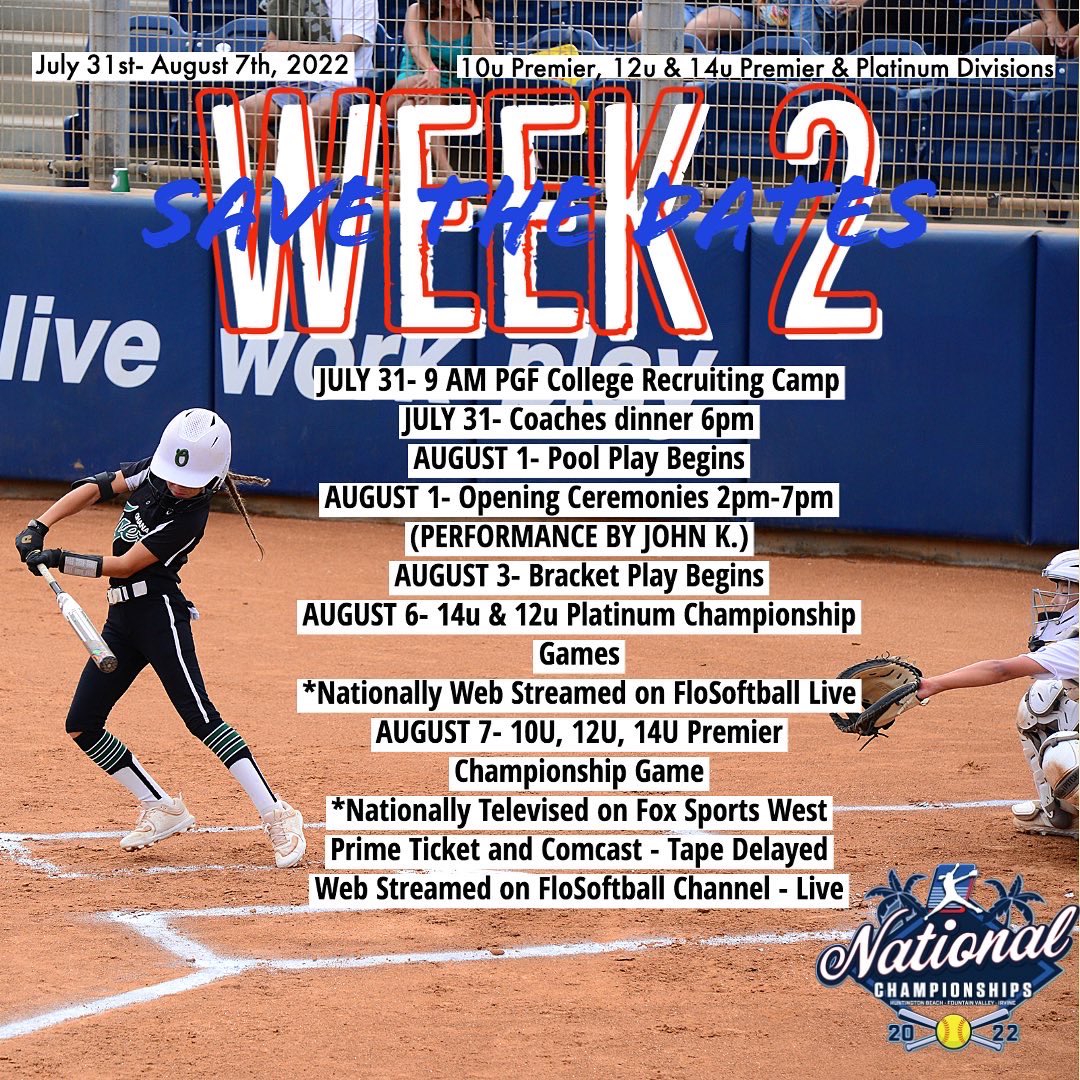 PGFnetwork's tweet photo. 1 MONTH COUNTDOWN UNTIL #PGF2022
We can't wait to see you PGF Nation, you'll want to save these dates! We hope you're as excited as we are!!!
#PGF2022 #bestofthebest #PGFallamerican #huntingtonbeach #softball #playPGF #thefutureofthegameishere https://t.co/CHIhWhnZ7G
