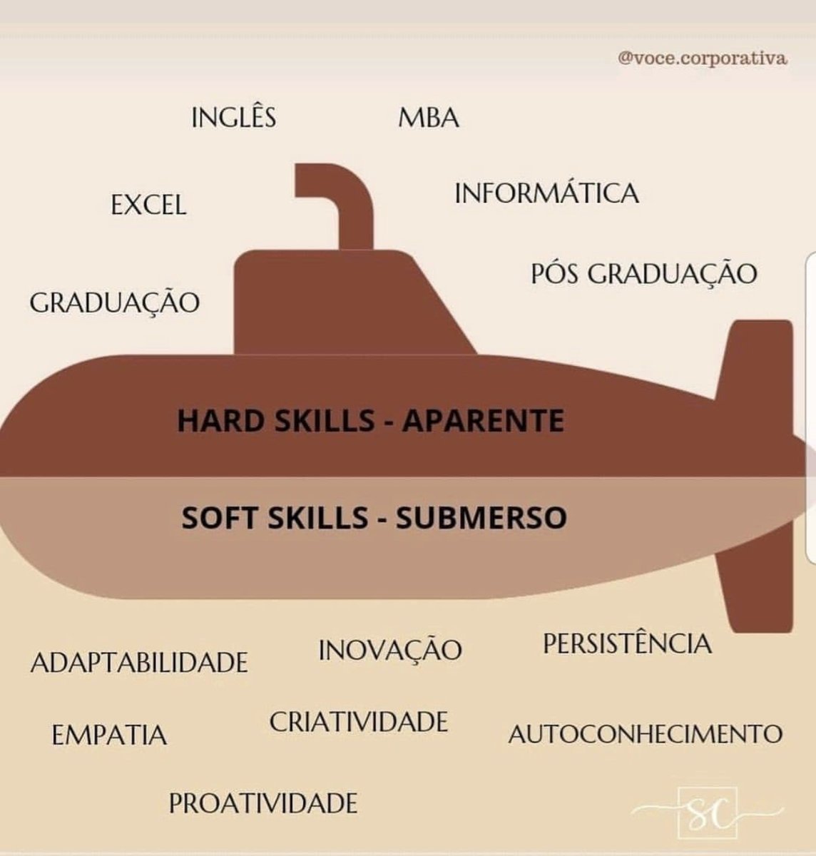 Em geral, a gente não vê a parte submersa do submarino, mas é ela que torna o submarino poderoso.
#carreira #softskills
Imagem via @historiador_paulocesar
