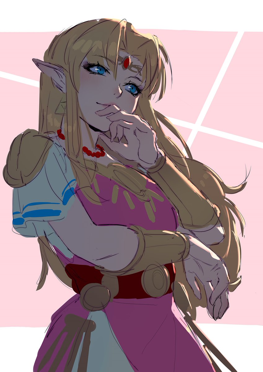 princess zelda 1girl solo blonde hair pointy ears long hair blue eyes jewelry  illustration images