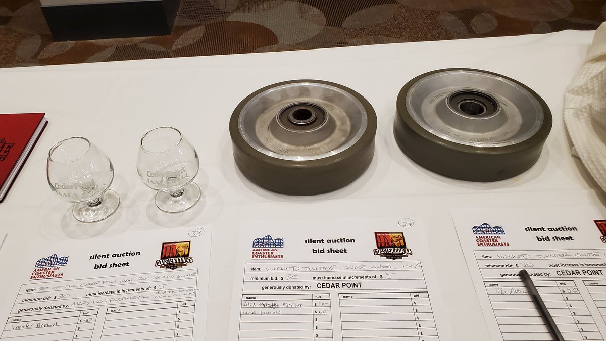 aceonlineorg's tweet photo. And some more auction items (supporting our Preservation efforts) at the #CoasterCon 44 Banquet.  #RideWithACE #RollerCoasterMonth #PreservationCounts https://t.co/I4gS5nIuND