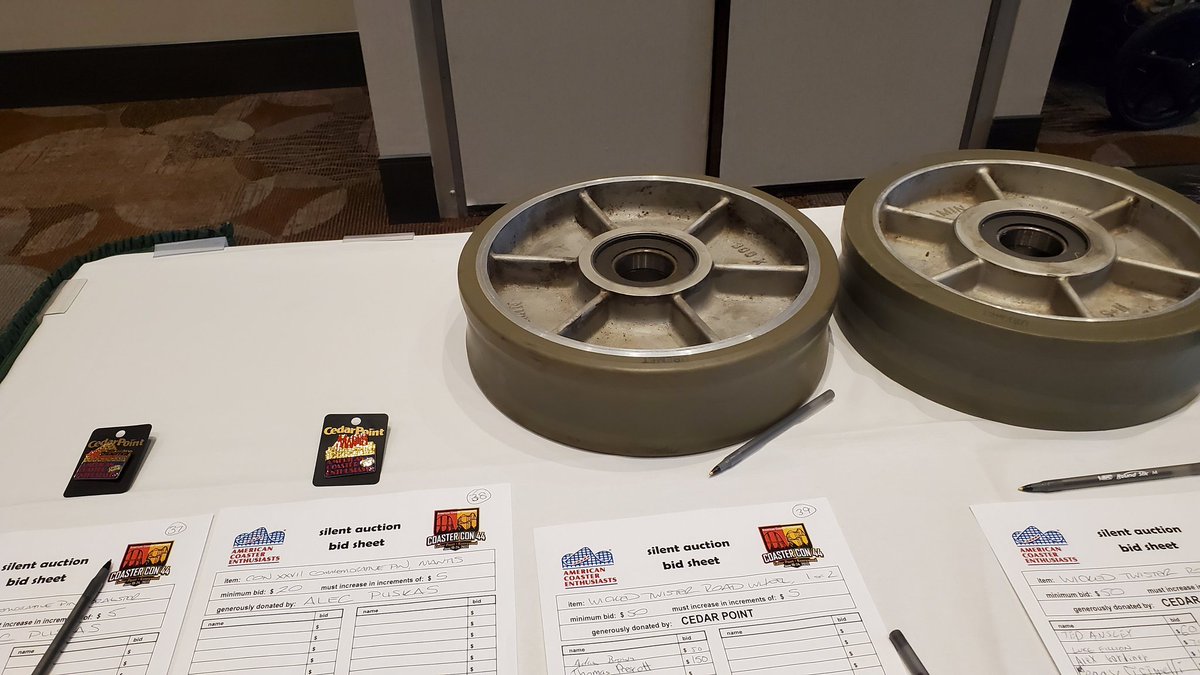 aceonlineorg's tweet photo. And some more auction items (supporting our Preservation efforts) at the #CoasterCon 44 Banquet.  #RideWithACE #RollerCoasterMonth #PreservationCounts https://t.co/I4gS5nIuND