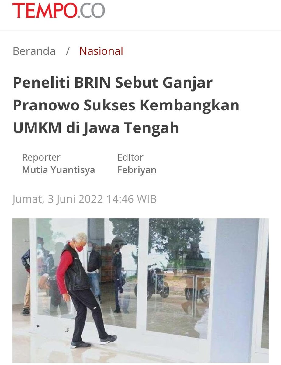 Gubenur Jateng Ganjar Pranowo dinilai cukup sukses mengembangkan sektor UMKM di wilayahnya oleh Peneliti Politik BRIN, Wasisto Raharjo Jati.

Prestasi Ganjar menggerakkan perekonomian sektor UMKM Jawa Tengah maju cukup signifikan.

nasional.tempo.co/amp/1597968/pe…