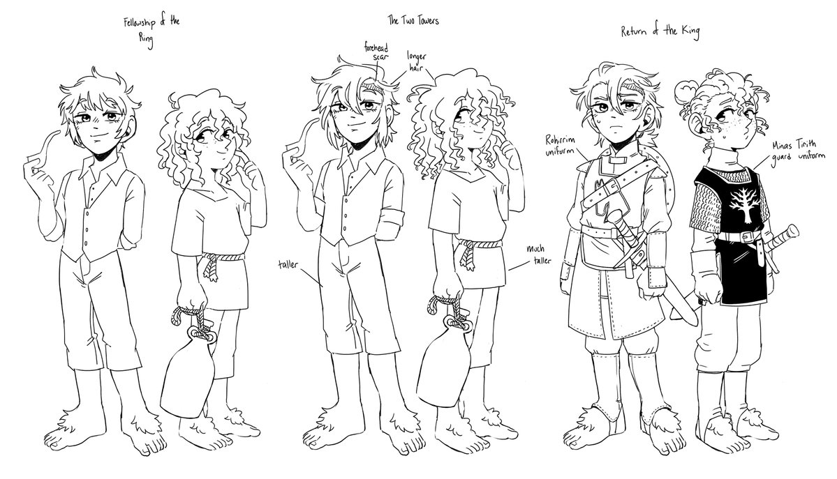 finished the first half of return of the king yesterday so that means i have to update my merry and pippin designs now that they're both SOLDIERS oTL 