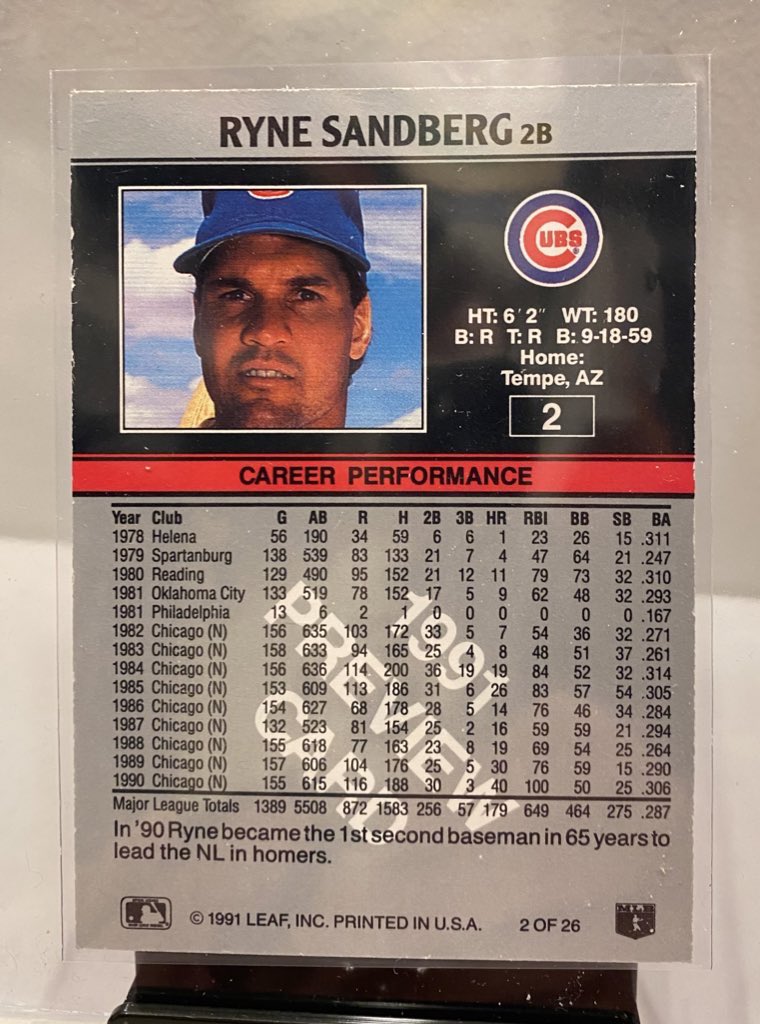 MOBtownSOLJA's tweet photo. @CardPurchaser going through some old cards. I almost have the full 1991 Leaf “preview” set. Here’s the Sandberg #Chicago23 https://t.co/urCUQmoAC5