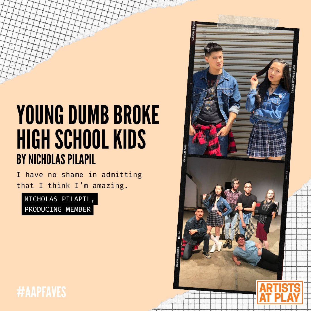 AAPlay's tweet photo. #AAPFaves | YOUNG DUMB BROKE HIGH SCHOOL KIDS by Nicholas Pilapil; dir. Jer Adrianne Lelliott; feat. Eddie Liu, Jenapher Zheng, Christopher Aguilar (with dramaturgy by @michaelgolamco)

"I have no shame in admitting that I think I’m amazing." @nicholaspilapil #AAPReadings #LAthtr https://t.co/SacAvvcAvP