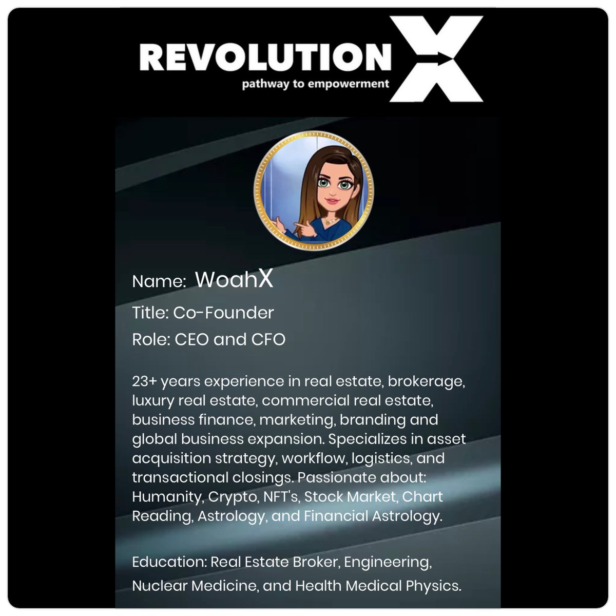 TheOfficialRevX's tweet photo. #xrevx #RevolutionX Pathway To Empowerment @CryptoTimnation @CryptoCoasters @cryptocuuuz @TheOfficialRevX @CryptoTbird @SmallCaps101 @butt3rflyz00 @CryptoCoasters https://t.co/C96b3JL5ht
