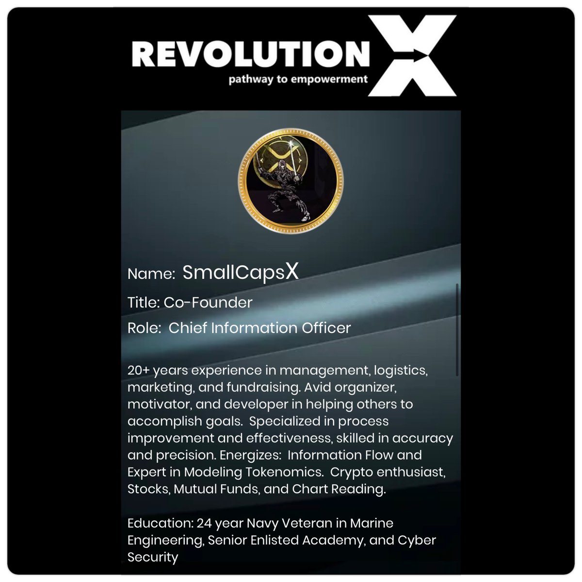 TheOfficialRevX's tweet photo. #xrevx #RevolutionX Pathway To Empowerment @CryptoTimnation @CryptoCoasters @cryptocuuuz @TheOfficialRevX @CryptoTbird @SmallCaps101 @butt3rflyz00 @CryptoCoasters https://t.co/uGxiV7jlEg