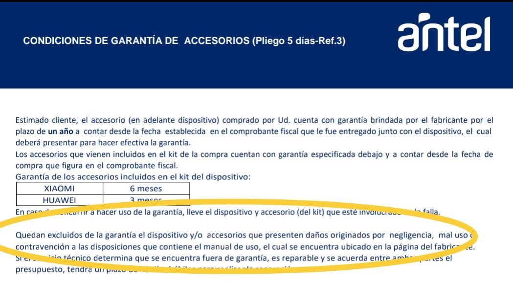 Hay gente que no entiende...si el cel se golpea,o tiene señales de golpes y mal uso...eso lo EXCLUYE DE LA GARGANTA DEL MISMO!...no sean mentirosos a la hora de venir con un cel y decir: "no se me cayó"...vamos!!! En ANTEL CASUPÁ trabajamos bajo los reglamentos les guste o no!!!