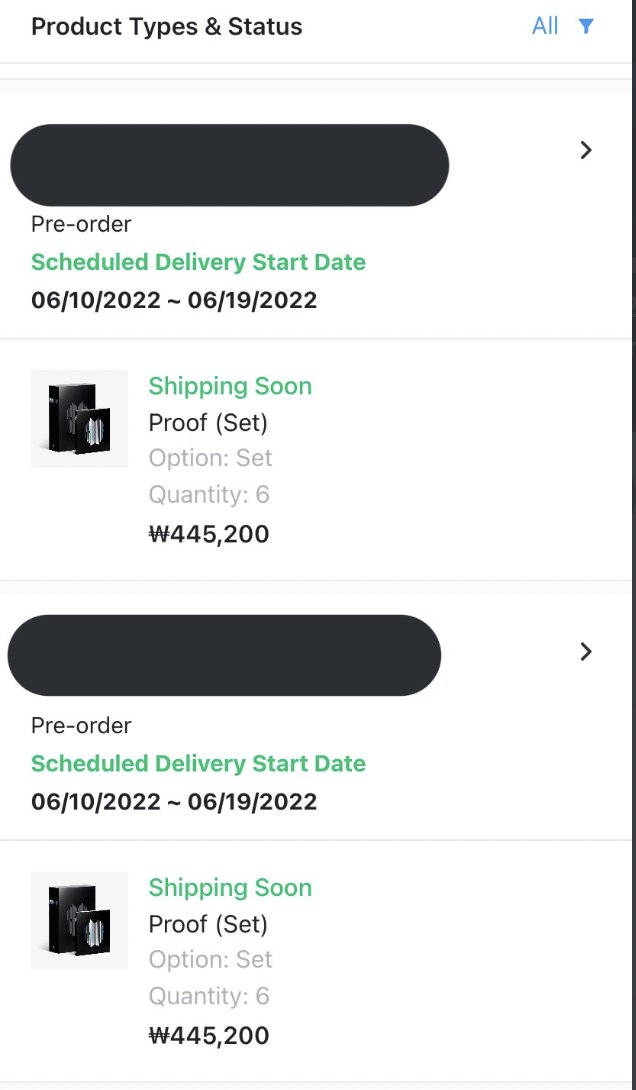 KiYoongMin's tweet photo. #KYMUpdates 06/23 BTS Proof Feta Album

Only 12 orders of Proof sets have arrived at the customs and it is set to be delivered tomorrow. However, the other 12 sets are still shipping soon status on Weverse 😭 Urgh. I have emailed them but they just said the same thing as before- https://t.co/nABZbvt0OJ