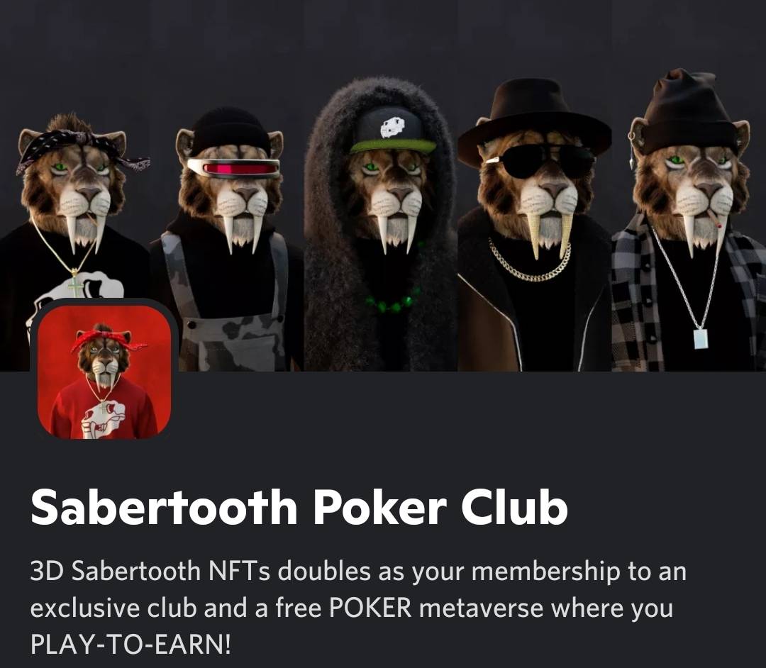 SPC MetaVerse Series of Poker

Multi-Project hosted - No-Limit Holdem Poker Tournament.

DATE:
June 26th at 7pm CST / 8pm EST

Registration is open now.

WHERE:
ClubGG - Join SPC Discord to get the club ID 

Follow <a href="/SabertoothPoker/">Sabertooth Poker Club</a>