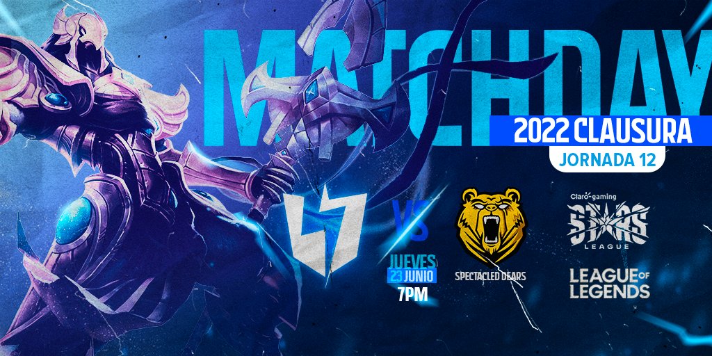 Entramos a la jornada 12 y vamos por los playoffs !! ⚡️⚡️ en la fase 2 de la LVP Liga de Videojuegos Profesional.

🆚 Spectacled Bears
⚡ 7PM⚡
🟪👾 twitch.tv/lvpperu
🟥🎥 youtube.com/c/LVPlas/
🟩🐉 trovo.live/LVPperu
#GoINS⚡
#ClaroGamingStarsLeague 2022 🏆⭐️
 #lol