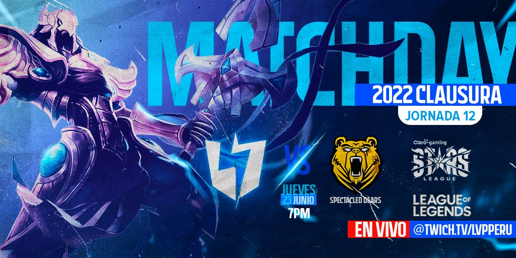 Estamos en VIVO!!!
🆚 Spectacled Bears
⚡ 8PM⚡
🟪👾 twitch.tv/lvpperu
🟥🎥 youtube.com/c/LVPlas/
🟩🐉 trovo.live/LVPperu
#GoINS⚡
#ClaroGamingStarsLeague 2022 🏆⭐️
 #lol