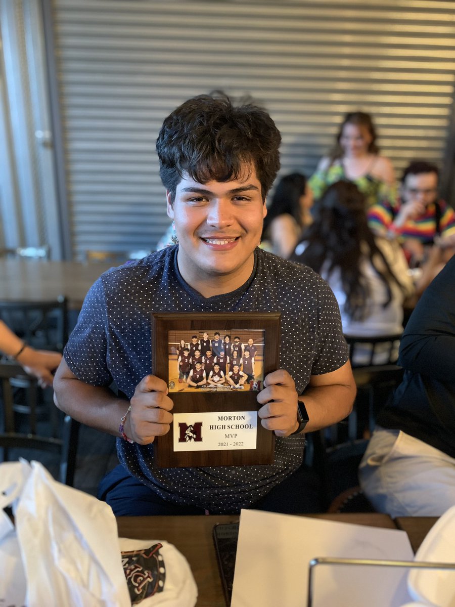 Congratulations to our captain, Adrian Jauregui, for receiving MVP of this season. Adrian led our team in blocks, kills and aces. He also earned All Conference. #mortonpride