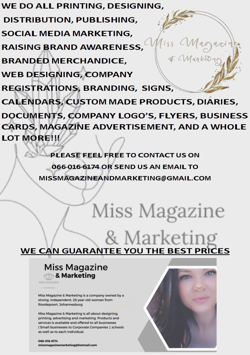 MissMagazine2's tweet photo. Gossip Gazette Magazine - 16 June 2022
Page - 4
Miss Magazine &amp; Marketing
Email - missmagazineandmarketing@gmail.com
Contact Number - 066-016-6174
https://t.co/ZtbtOdshNO https://t.co/3P2VjVZXIk