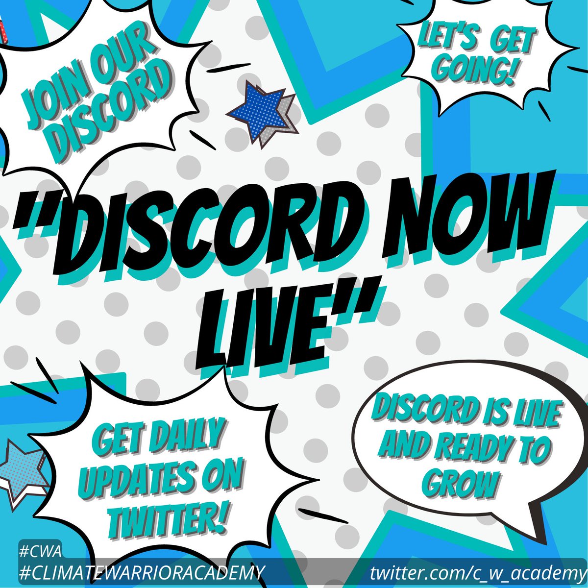 c_w_academy's tweet photo. Help us grow our #Discord 

#ClimateWarriorAcademy is about to announce the official drop date.  Join to find out more and follow @c_w_academy and @johnfocas for further information.

#NFT #NFTCommuntiy #nftdrop
Discord is live: https://t.co/7CmlTClcqZ https://t.co/DsQaZM7A6Y