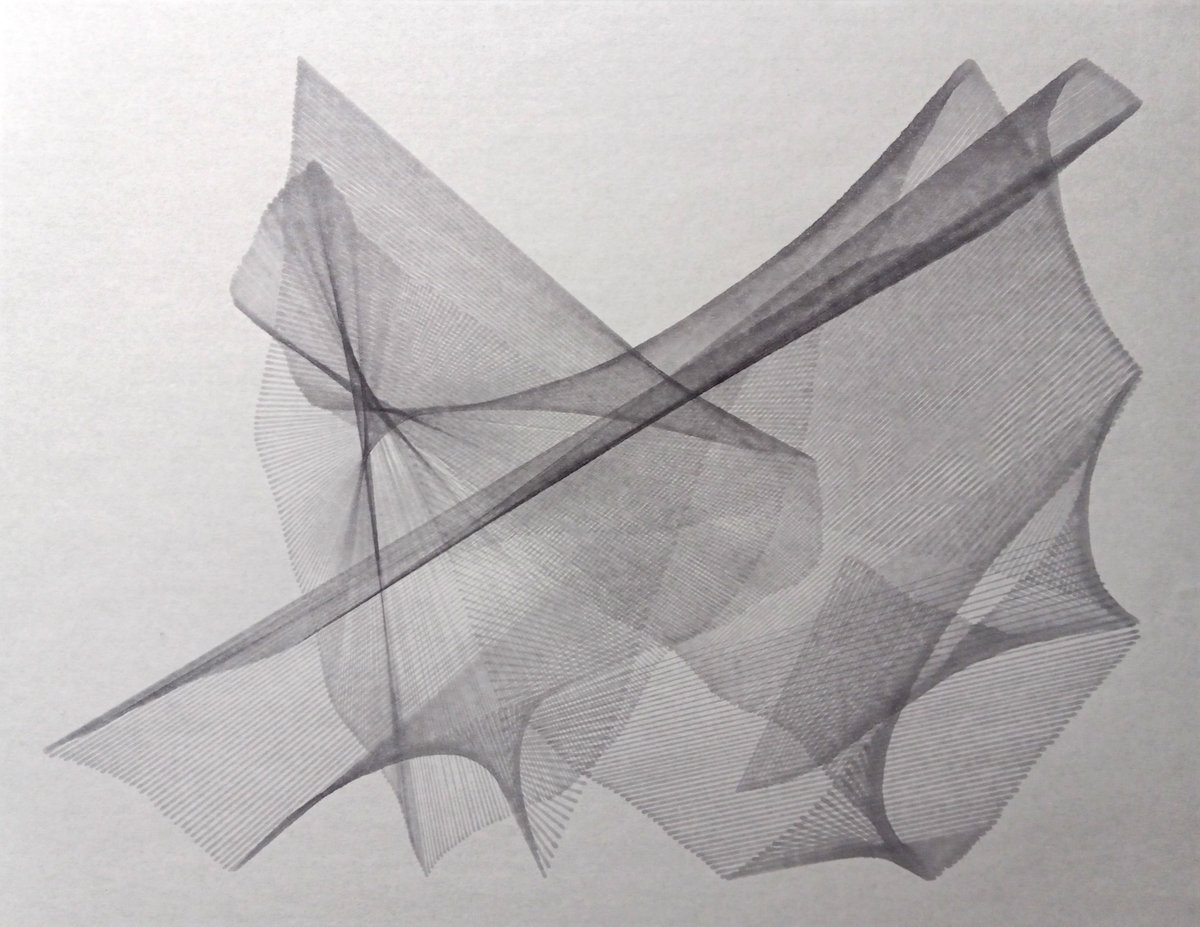 datadreamer's tweet photo. 1000 lines connecting two random walkers. This one done with N2 Copic marker with the brush tip. Testing out how the overlapping lines build up contrast. First plot that I could smell while it was being created. #plottertwitter #generativeart #processing #axidraw https://t.co/OdrAM1xcoG