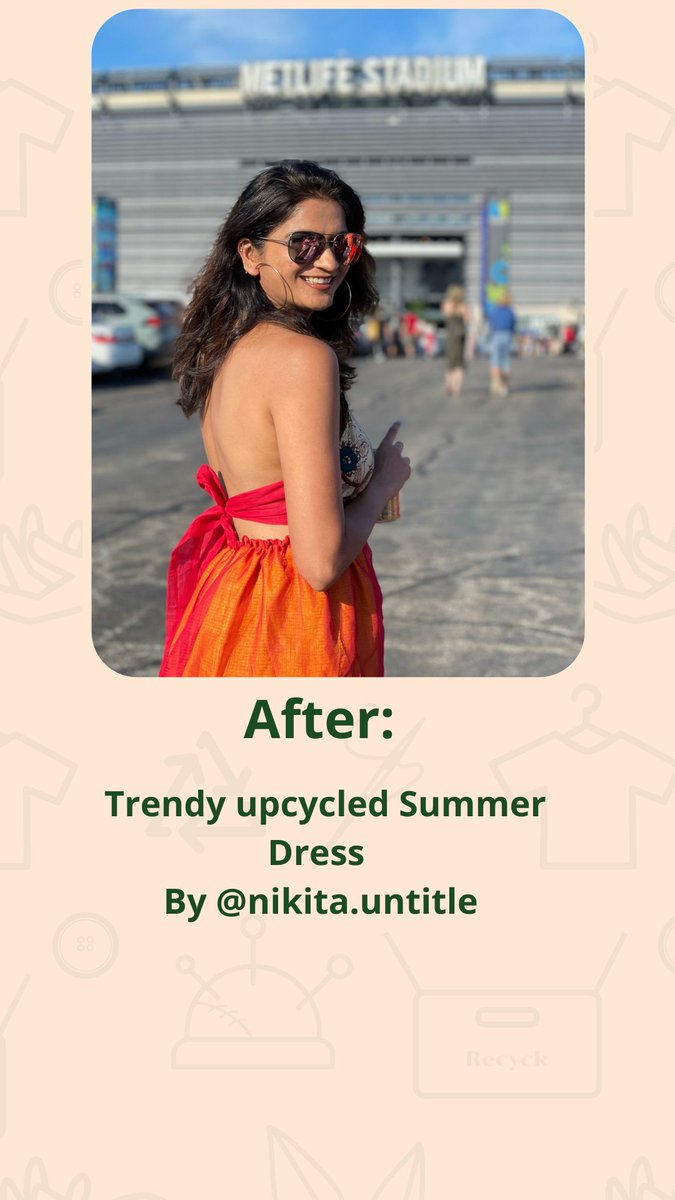 RECYCKNOW's tweet photo. Our creative designer/partner @NikitaShah upcycled used ethnic wear into a trendy summer dress for @PujaDoni ❤️❤️❤️

Check it out.

Inspired ? Got clothes you no longer wear and don’t want to throw them away ? want to get them repaired or get something new made? Get in touch.. https://t.co/Ir2Y2I05pn