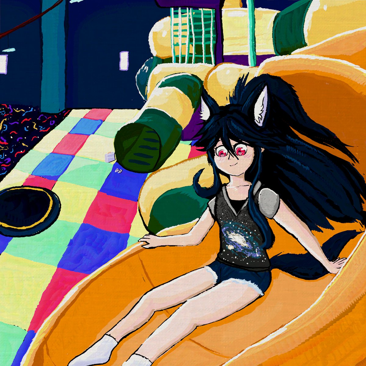 DullDummy's tweet image. Painting of @EvolvedAnt 

Seen alot of Ant's worlds without even knowing it most of the time, and now I finally drew them and Im pretty happy with the result.
This map inventor is definetly someone to keep an eye on if you love exploring new map ideas. &amp;lt;3
#vrchat #art #painting