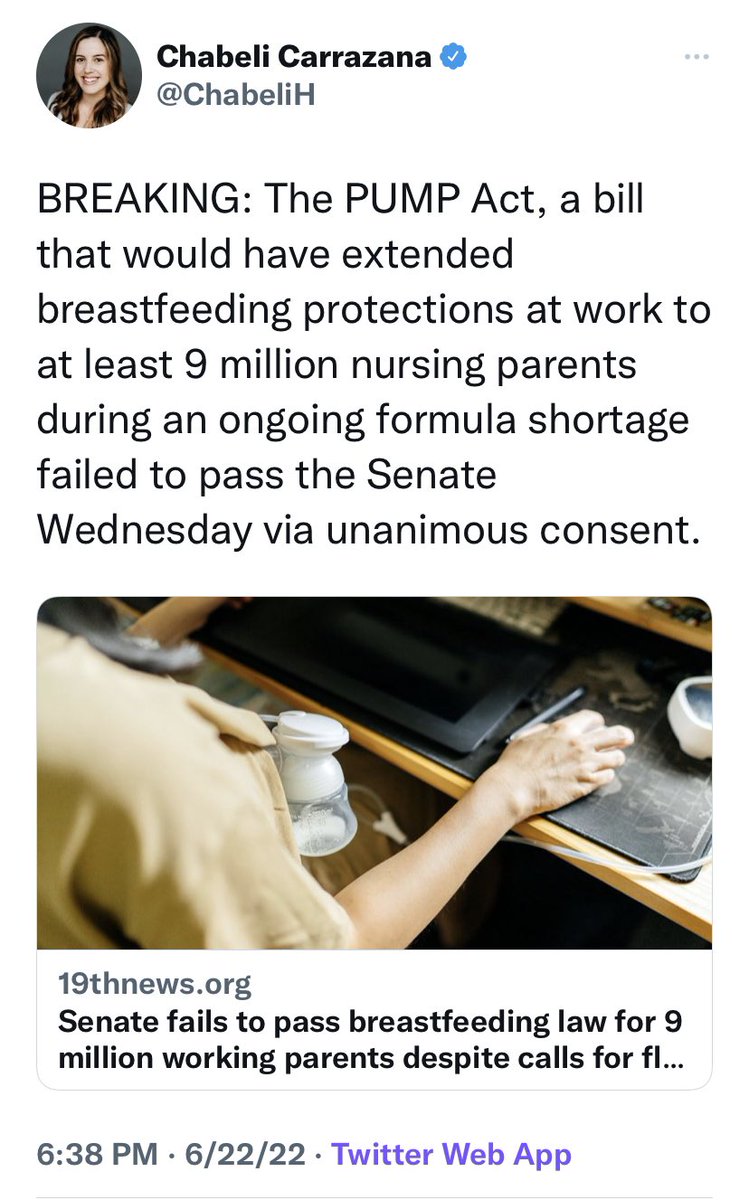 AmoneyResists's tweet photo. Republicans scream about “Biden’s formula shortage” (despite Trump’s 2018 NAFTA deal causing it) then vote almost unanimously against fixing it in the House
They say “just breastfeed” and then kill a bill that literally enables millions of women to do that in the Senate https://t.co/G5x50q69aO
