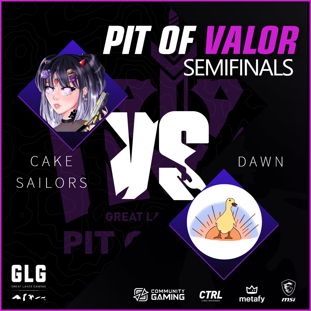 GLGamingLounges's tweet photo. 🚨GET READY FOR SEMIS🚨

⚔️ @cakesailors vs @DawNValorant ⚔️

Will Cake Sailors be the team to end Dawn's dominance?? 

🔴Watch the run continue: https://t.co/OUSu42ZX4H https://t.co/dg609R8xQ9