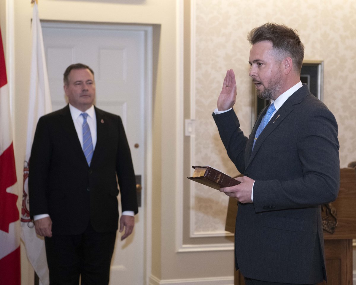 NACMilliken's tweet photo. I am proud to share that yesterday I was sworn in as Alberta’s Minister of Infrastructure. This is an amazing honour and one that I do not take lightly. Thank you to everyone who helped make this possible. #ableg #abpoli #abinfrastructure https://t.co/Ft8BQ555rn