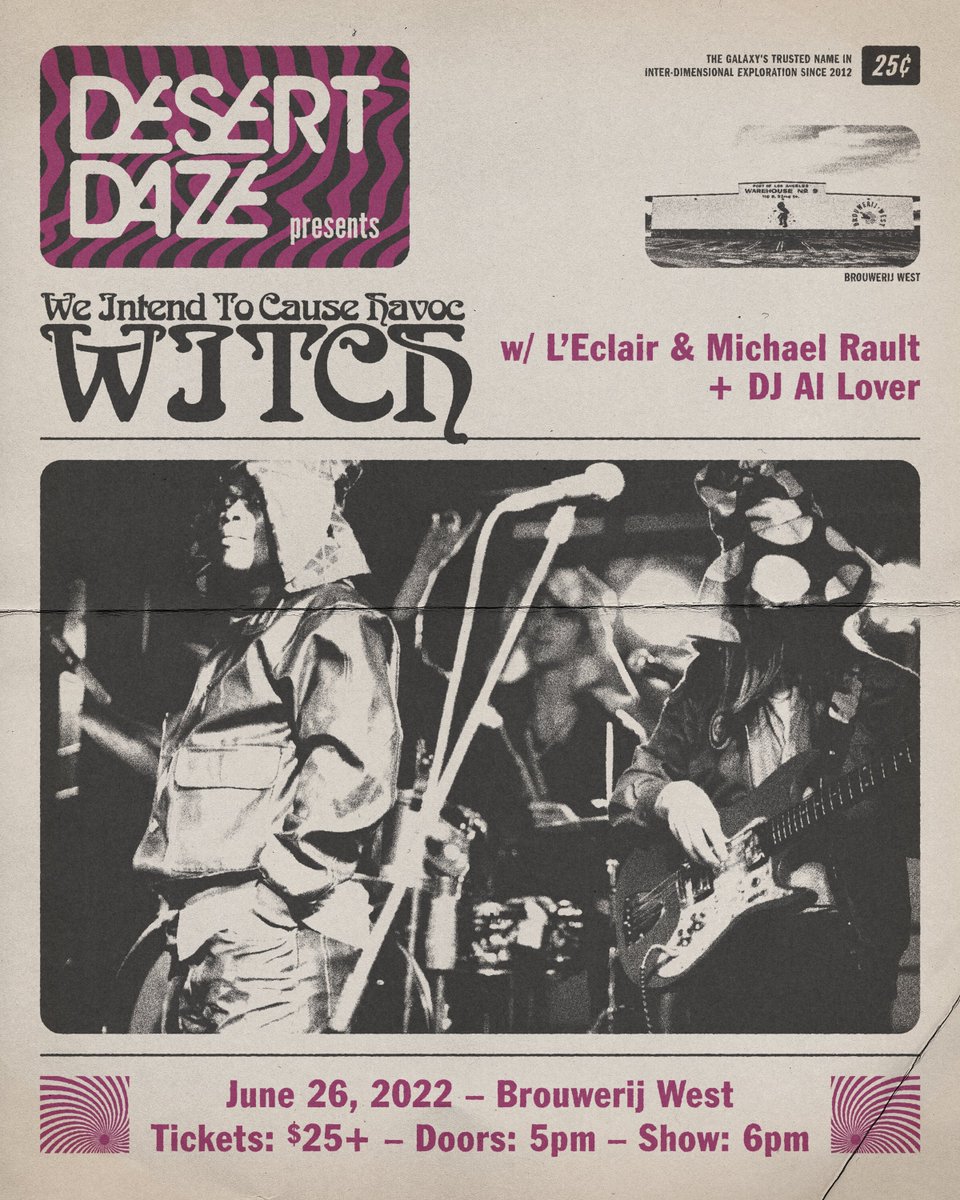 Desert Daze (@desertdaze) on Twitter photo Incoming Desert Daze presents transmission....
This weekends entertainment courtesy of <a href="/AldousHarding/">Aldous Harding</a> @ The Wiltern this Friday (6.24) followed by zamrock legends W.I.T.C.H at Brouwerji West on Sunday (6.26). Grab your tickets at the link in bio. Incoming Desert Daze presents transmission....
This weekends entertainment courtesy of <a href="/AldousHarding/">Aldous Harding</a> @ The Wiltern this Friday (6.24) followed by zamrock legends W.I.T.C.H at Brouwerji West on Sunday (6.26). Grab your tickets at the link in bio.