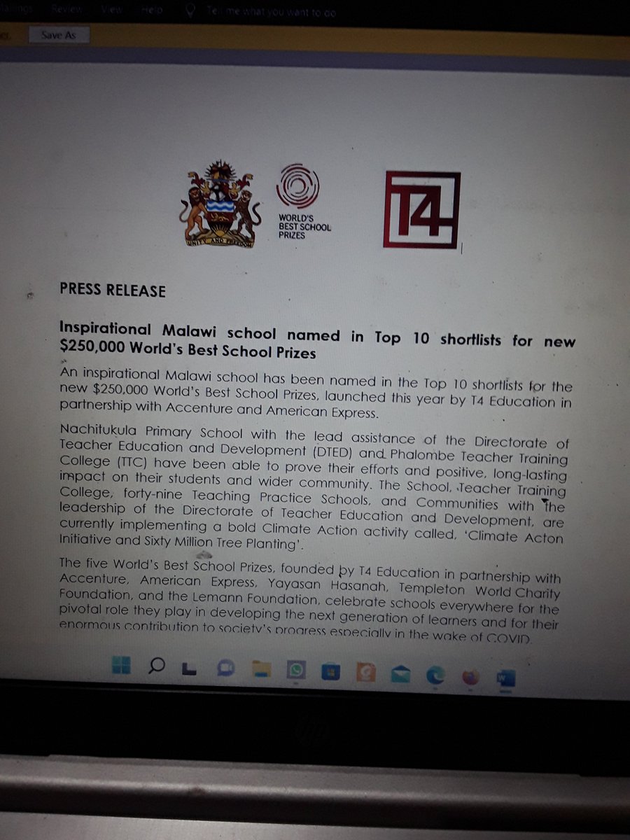 The Press Release by the ministry of education