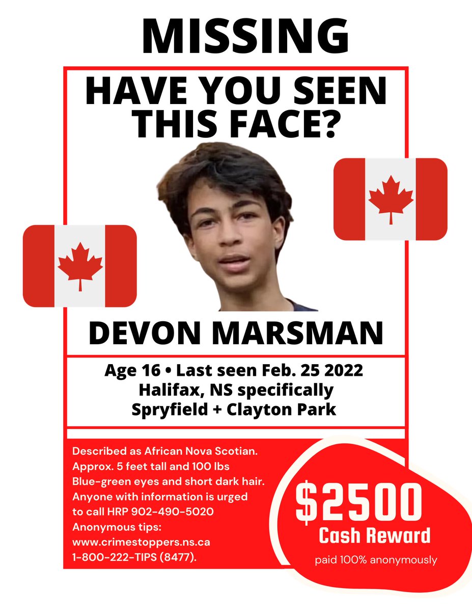 missingdevonm's tweet photo. #influencer #missing #halifaxns #devonsinclairmarsman #weneedhelp #sayhisname #BlackLivesMatter #crime #halifaxcrime #heisloved #heismissed #love #pleaseshare #reward #cashreward #crimestoppers #missingperson #amen #bringthischildhome https://t.co/JedqsdGJmZ